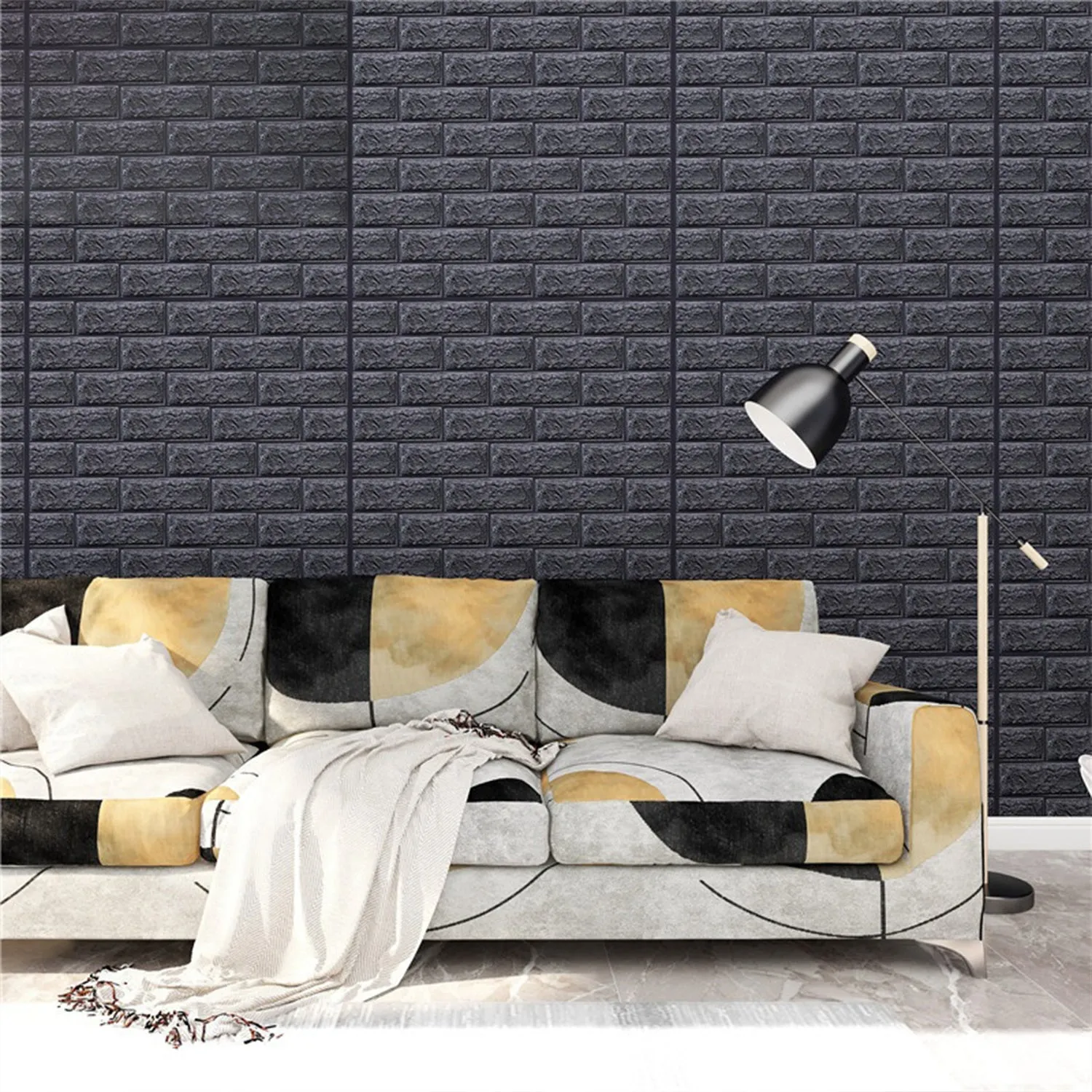 1715 Wall 3D Ceiling Wallpaper Tiles Panel Vinyl Stickers Self-Adhesive for Home (Black)