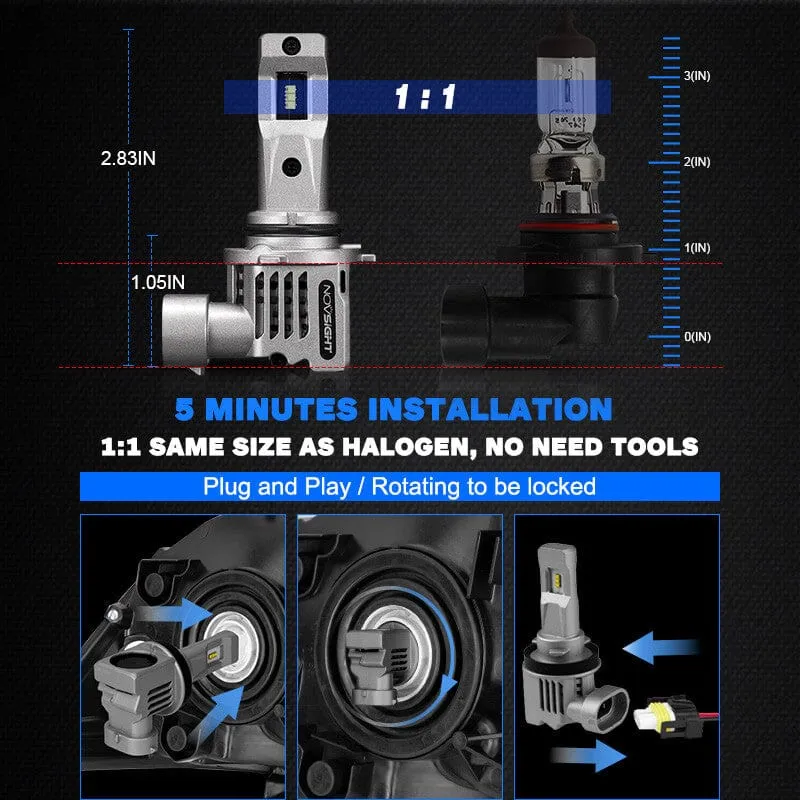 2011-2020 Honda Odyssey LED Headlight Bulbs H11 9005 High Low Beam Headlamp Conversion Kit,6500K