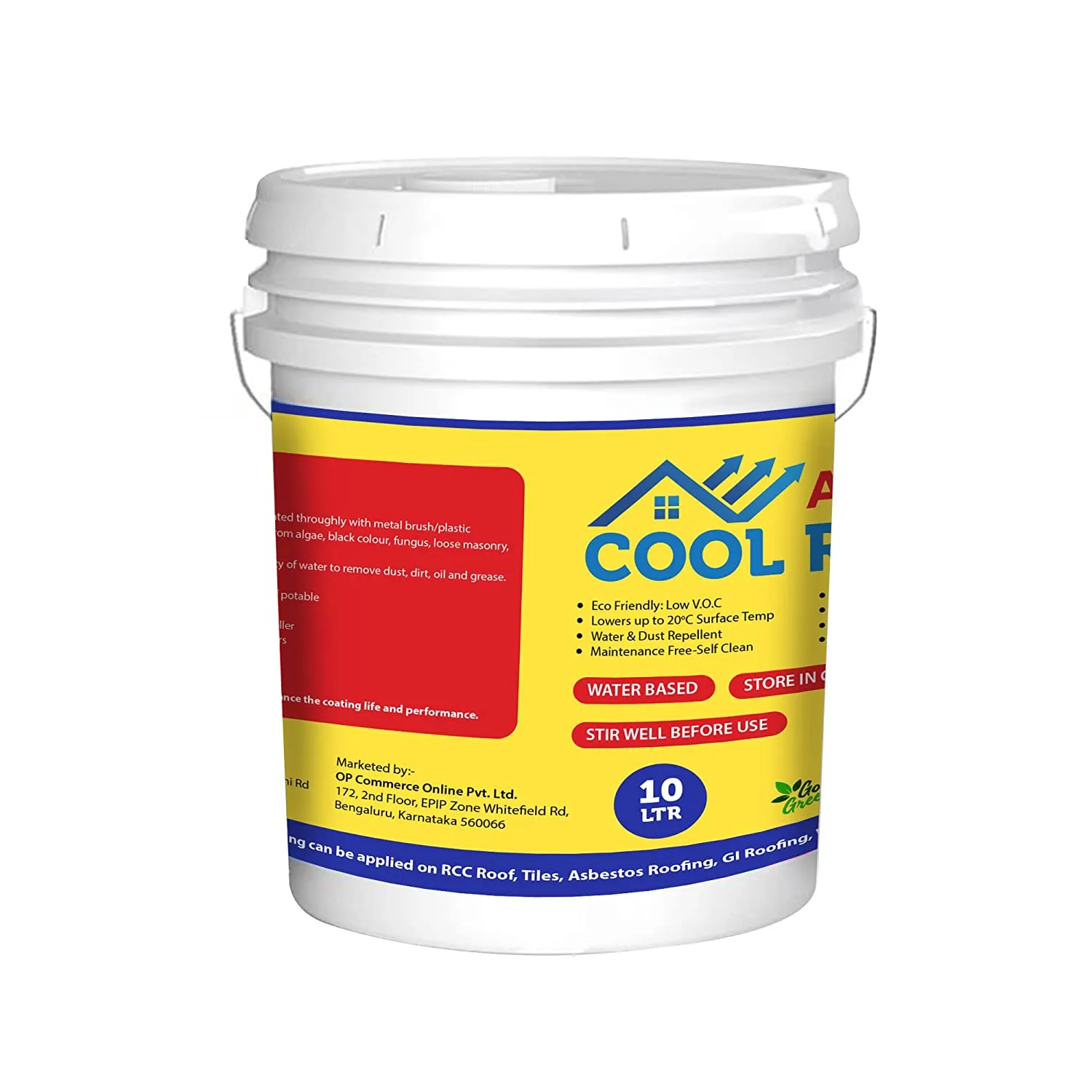 Aegon Cool Roof Coating - High SRI Heat Resistant, Terrace Cooling Paint (10 Ltrs, Covers 300 Sq.ft)