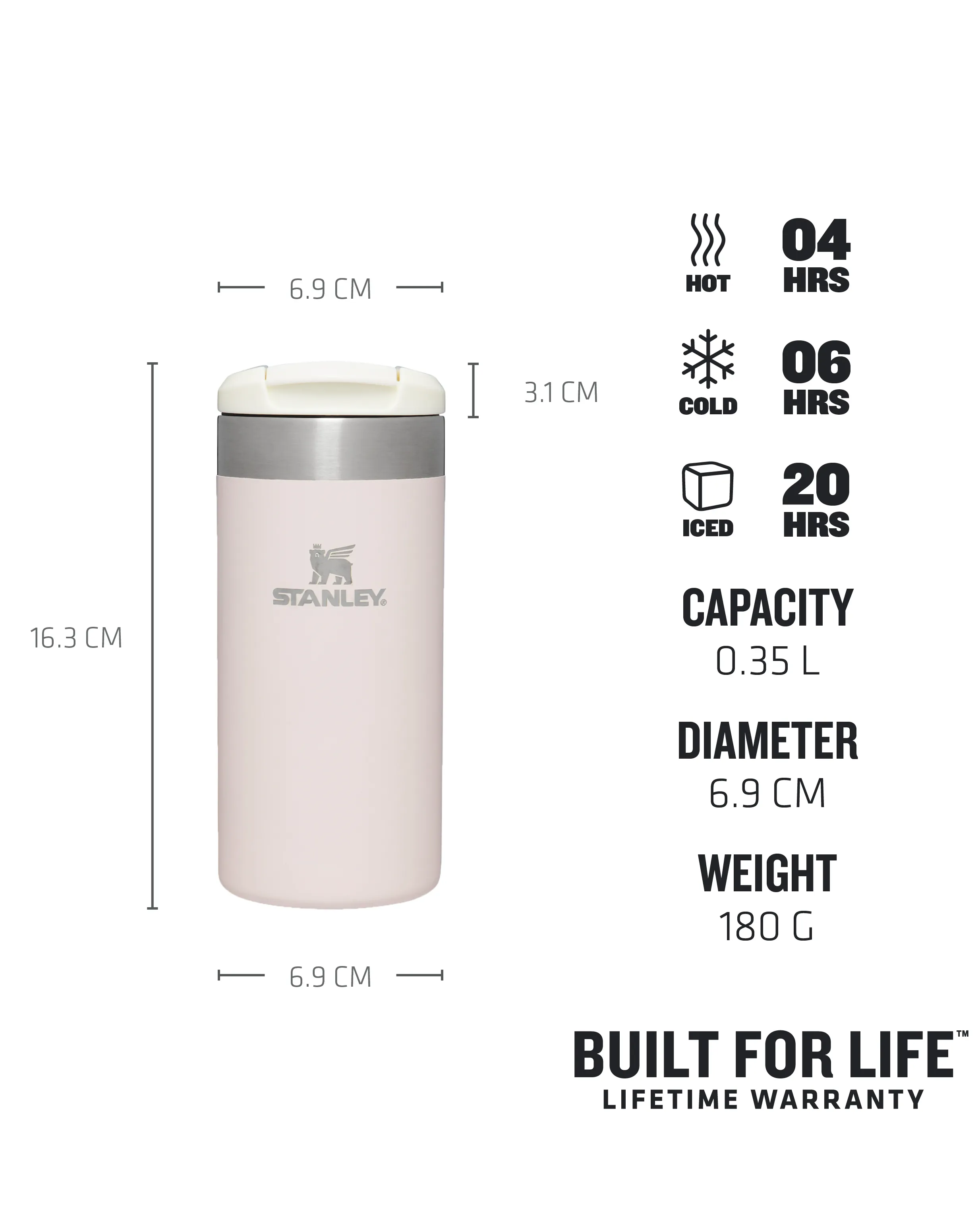 Aerolight Transit 12oz Mug in Rose Quartz Metallic