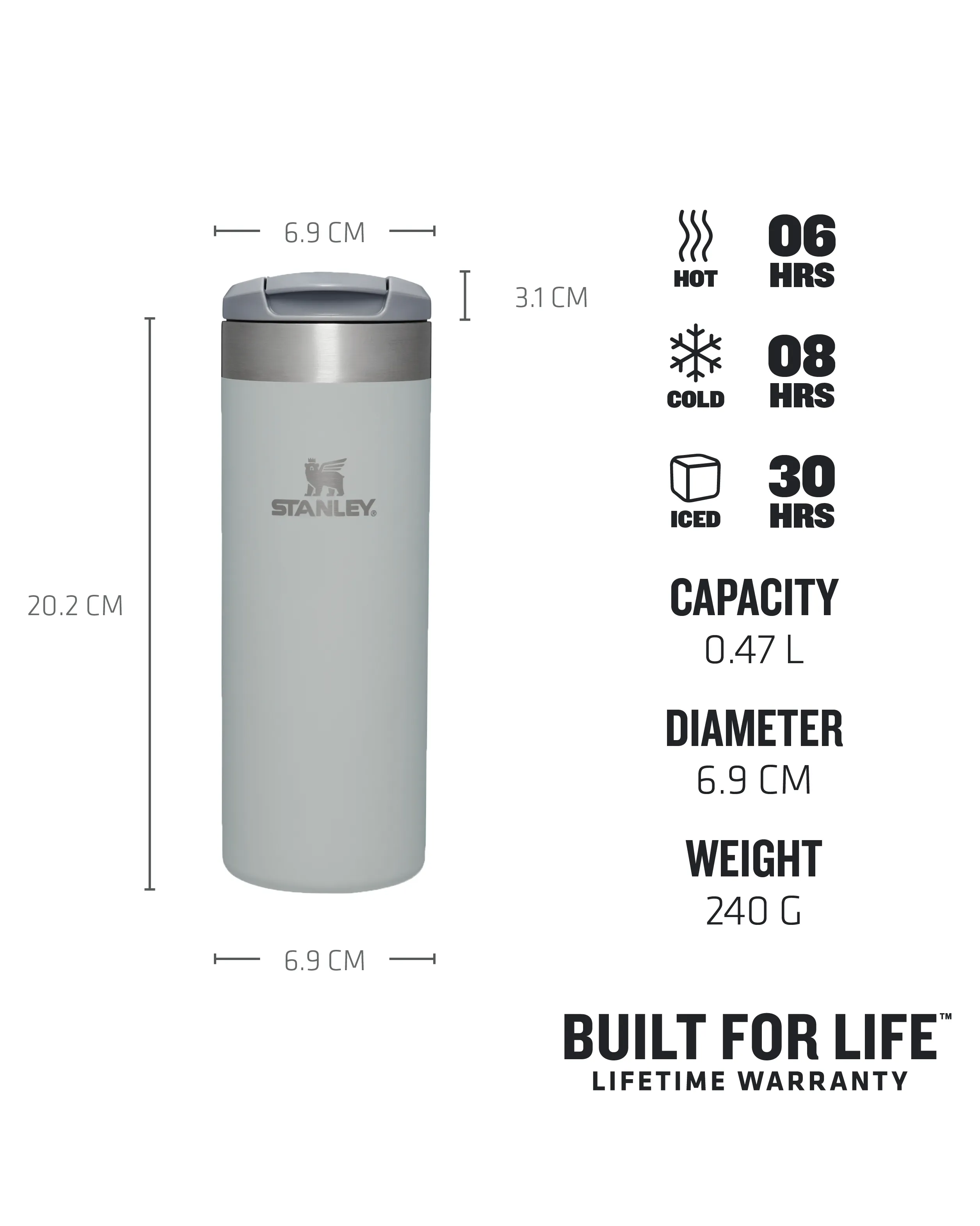 Aerolight Transit 16oz Mug in Fog Metallic