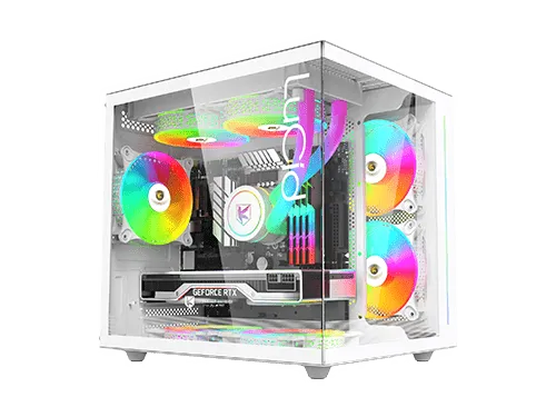 AITC KINGSMAN GAMING Lucid V900 白色 側透Micro-ATX Case 跟3把ARGB Case Fan