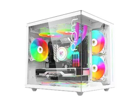 AITC KINGSMAN GAMING Lucid V900 白色 側透Micro-ATX Case 跟3把ARGB Case Fan