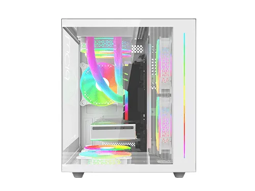 AITC KINGSMAN GAMING Lucid V900 白色 側透Micro-ATX Case 跟3把ARGB Case Fan