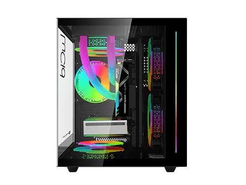 AITC KINGSMAN GAMING Lucid V900 黑色 側透Micro-ATX Case 跟3把ARGB Case Fan