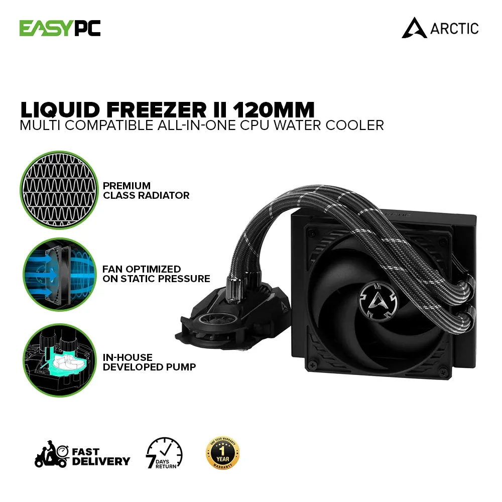 ARCTIC COOLING Liquid Freezer II- 120, 240, 280, 360 & 420mm Multi Compatible All-In-One CPU Water Cooler LGA 1700 Compatible Fully sleeved Tubes 4JTP