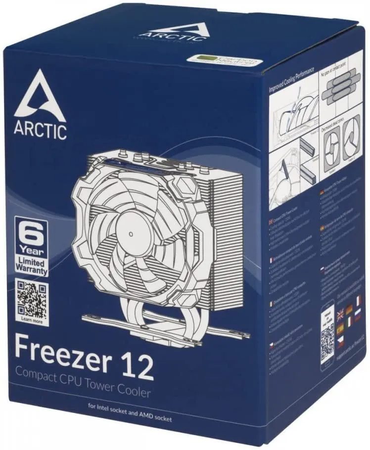 Arctic Freezer 12 Compact Semi Passive Heatsink & Fan, Intel & AM4 Sockets, Fluid Dynamic Bearing