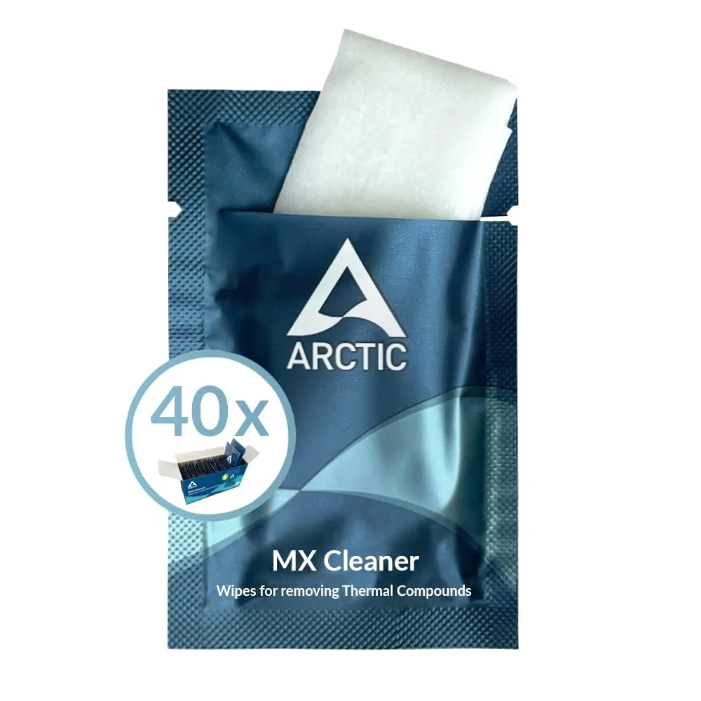 Arctic MX Cleaner Wipes for Removing Thermal Compounds, Limonene-Based, 40 Individually Packaged Wipes