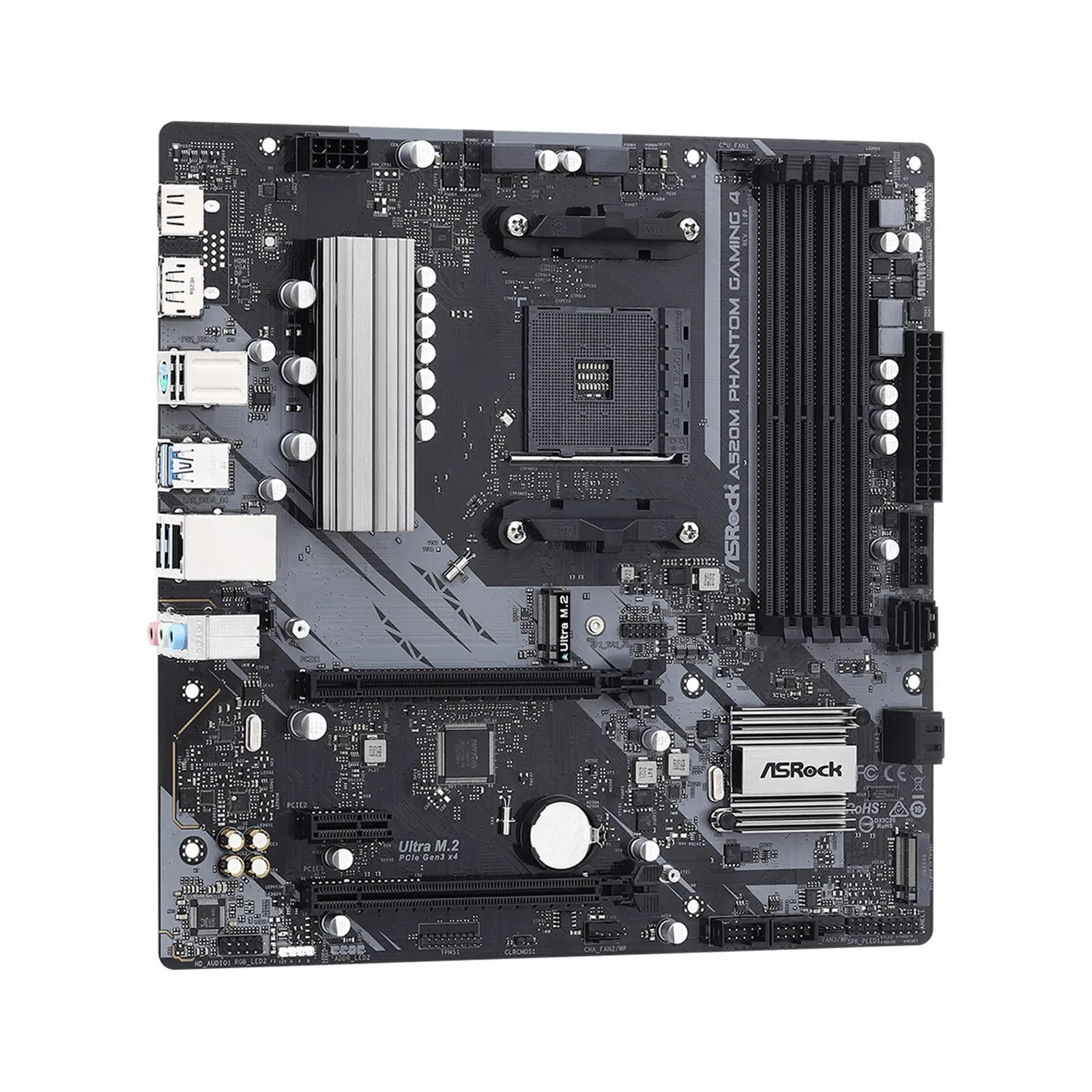 Asrock B550M PHANTOM GAMING 4, AMD B550, AM4, Micro ATX, 4 DDR4, HDMI, DP, XFire, PCIe4, M.2