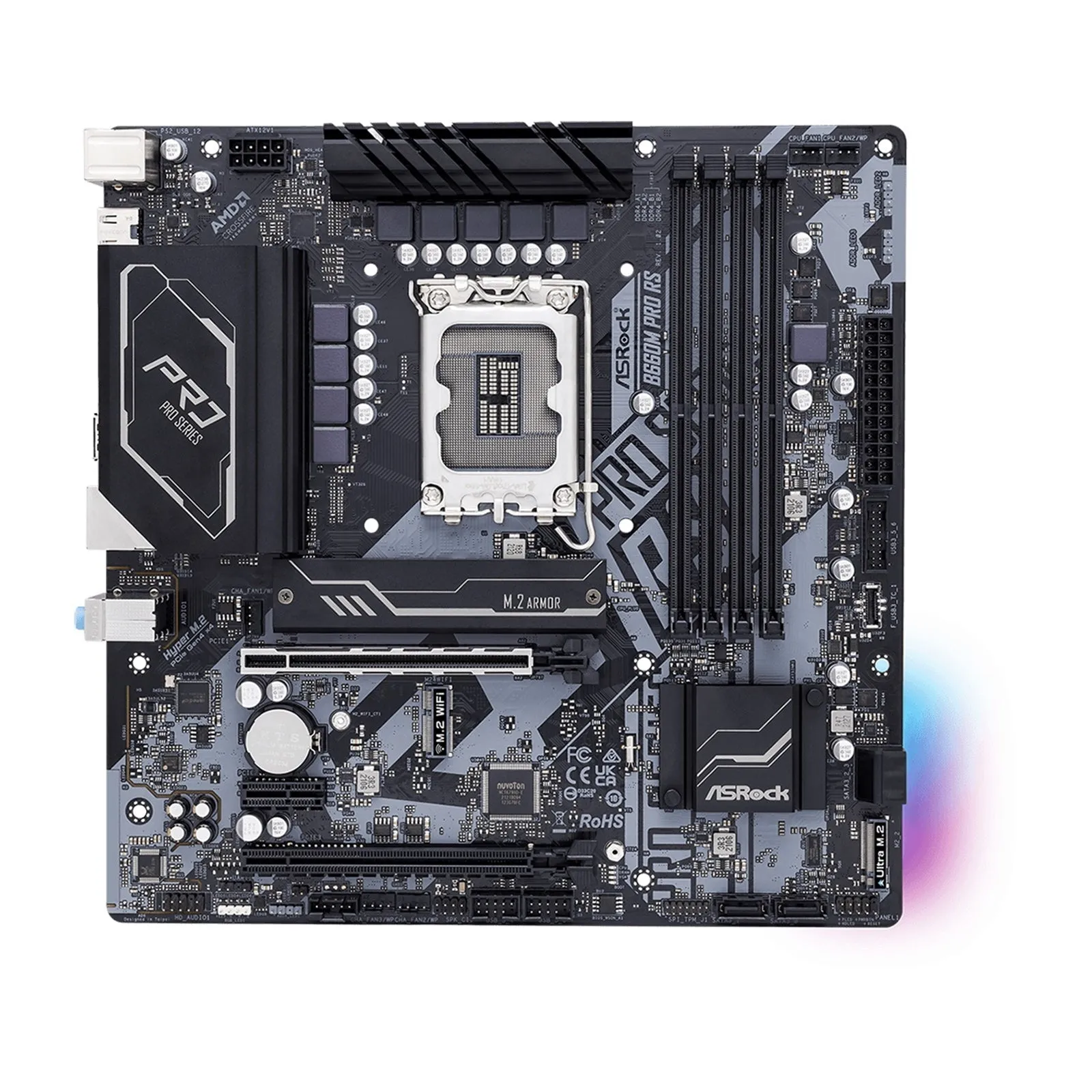 Asrock B660M PRO RS, Intel B660, 1700, Micro ATX, 4 DDR4, HDMI, DP, PCIe4, RGB, 2x M.2