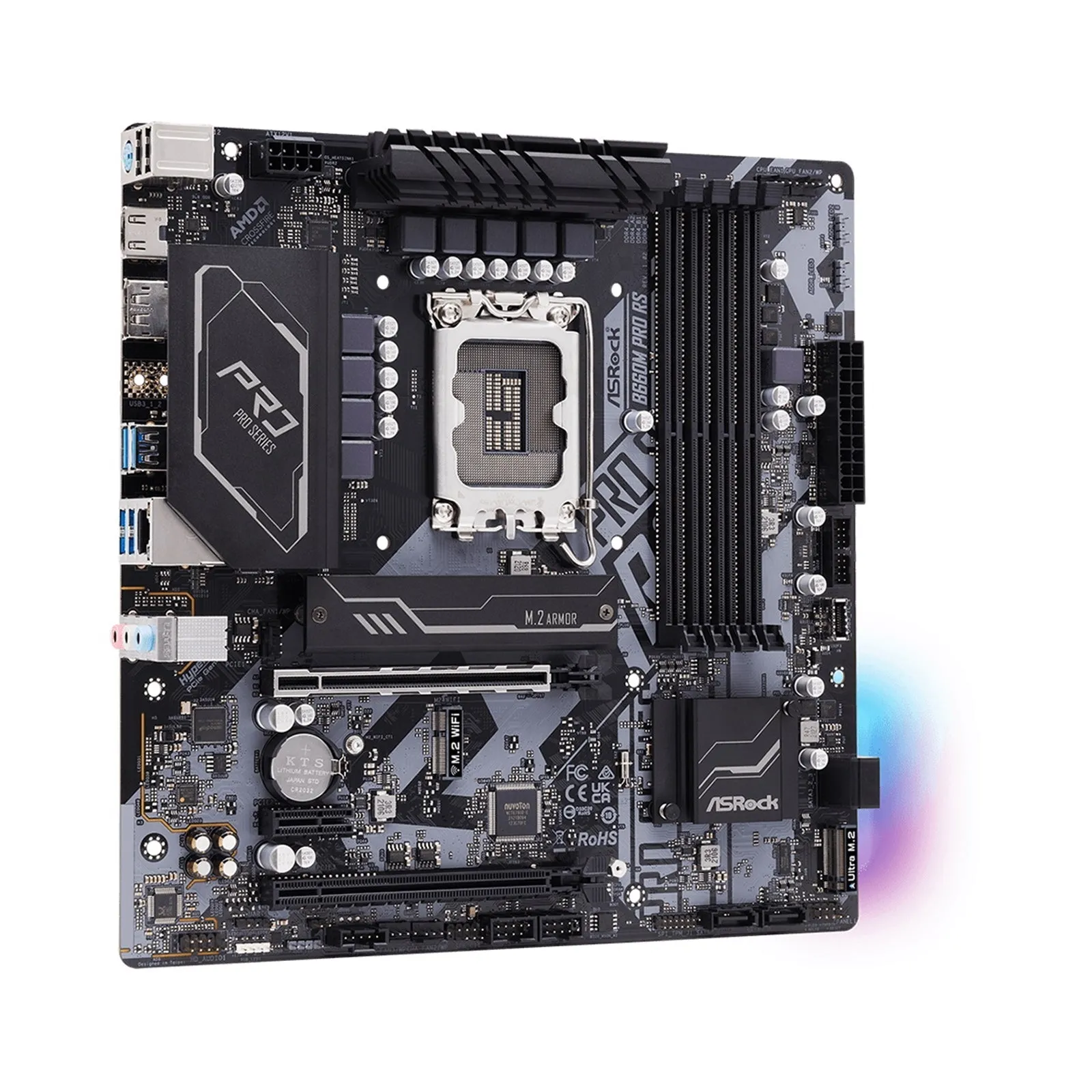 Asrock B660M PRO RS, Intel B660, 1700, Micro ATX, 4 DDR4, HDMI, DP, PCIe4, RGB, 2x M.2