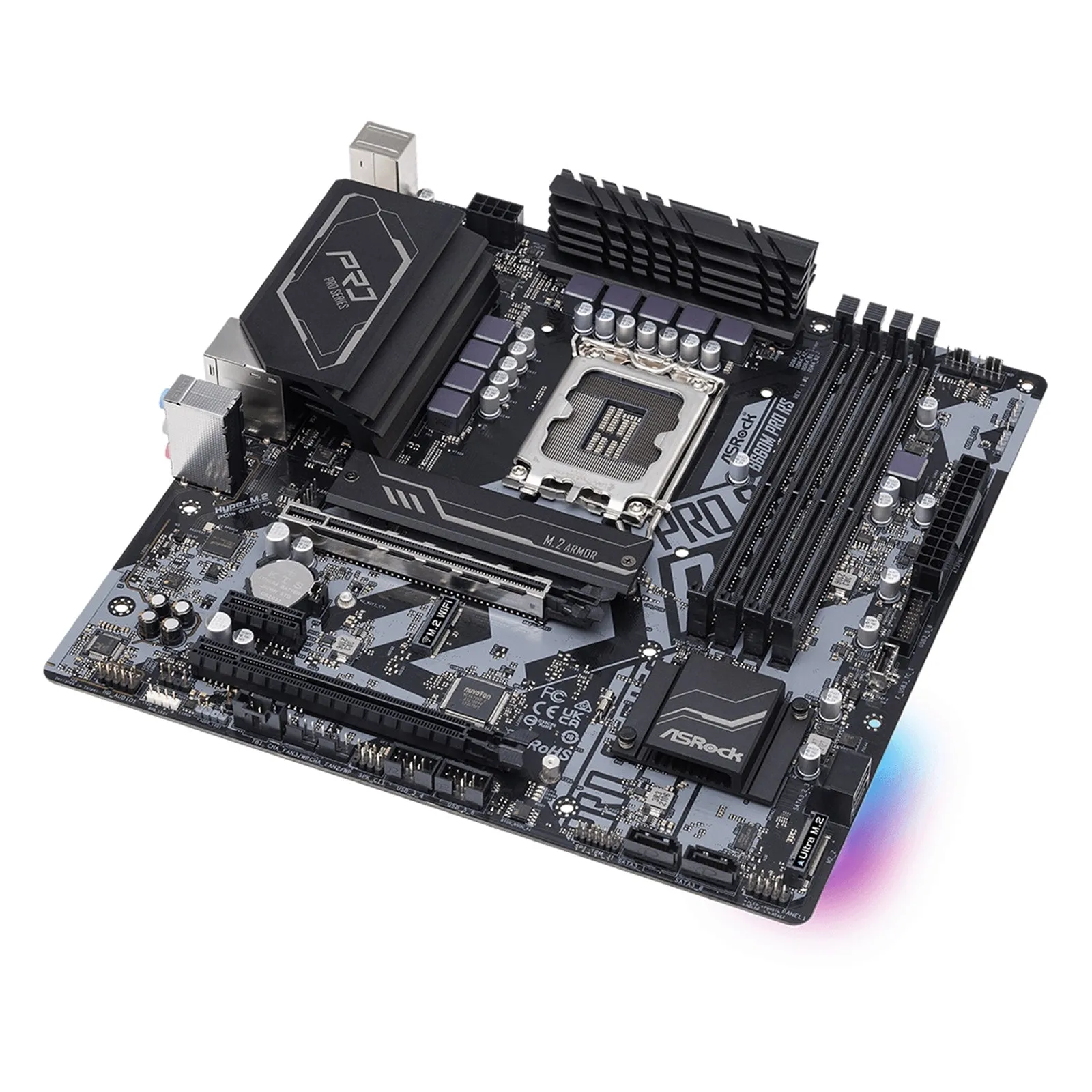 Asrock B660M PRO RS, Intel B660, 1700, Micro ATX, 4 DDR4, HDMI, DP, PCIe4, RGB, 2x M.2