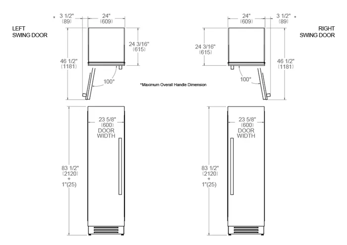 Bertazzoni 24 inch Left Door Built-in Refrigerator REF24RCPIXL/23