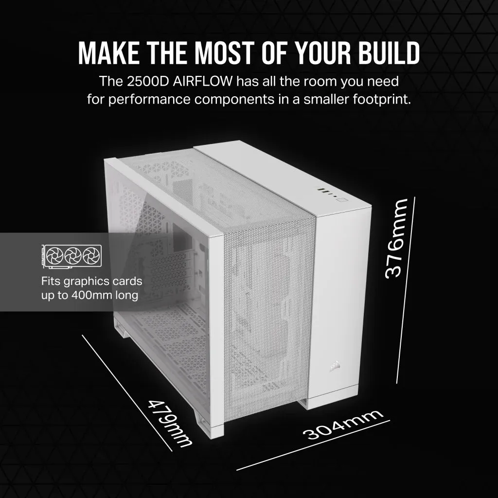 CORSAIR 2500D AIRFLOW White 白色 Tempered Glass M.ATX Case CC-9011264-WW