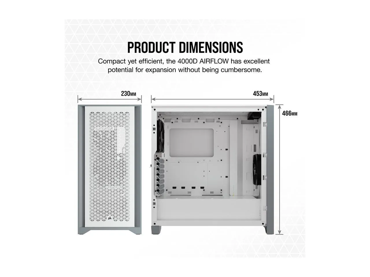 CORSAIR 4000D AIRFLOW White 白色 Tempered Glass ATX Case CC-9011201-WW