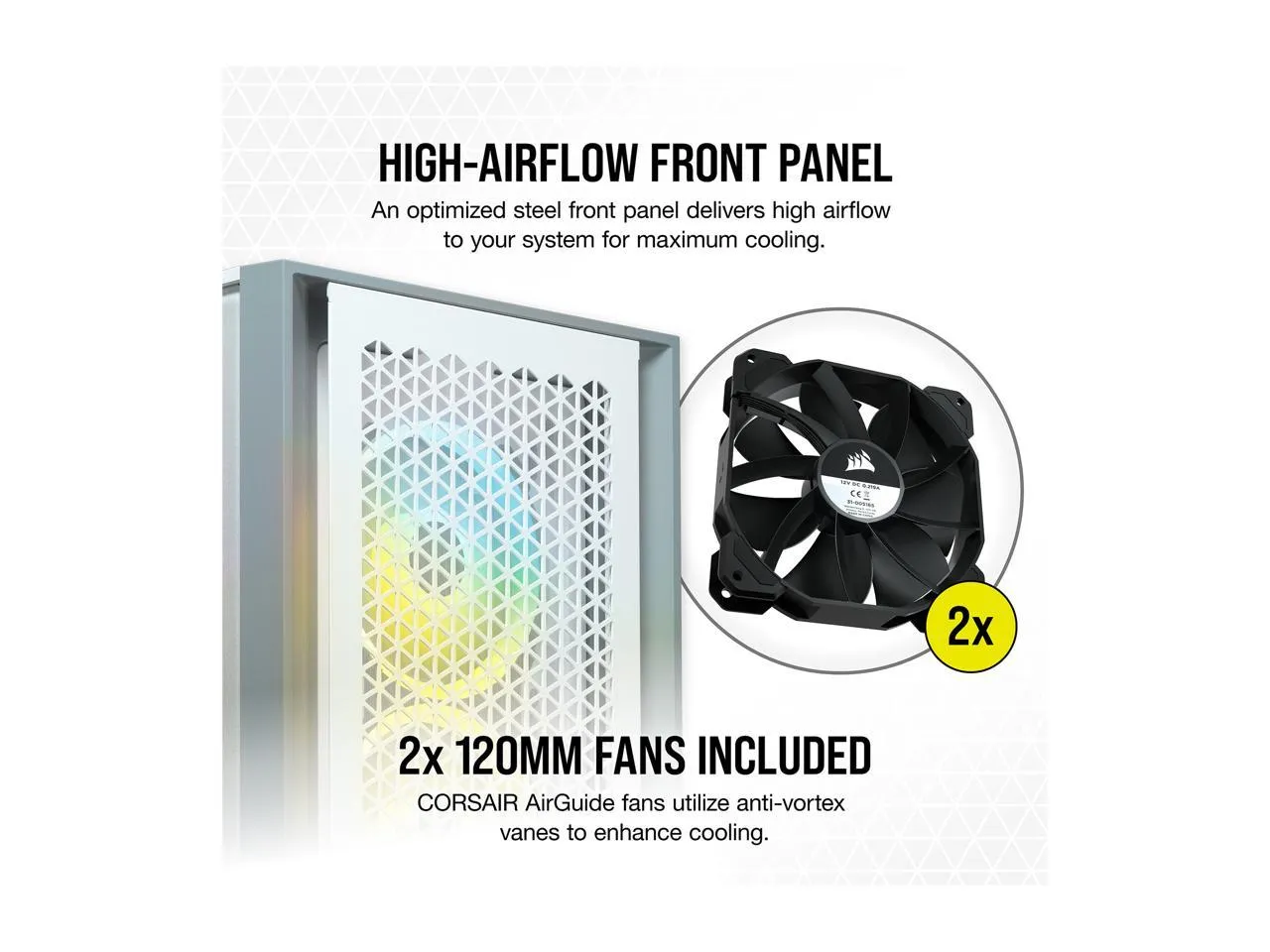 CORSAIR 4000D AIRFLOW White 白色 Tempered Glass ATX Case CC-9011201-WW