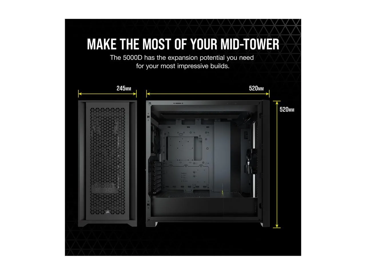 CORSAIR 5000D AIRFLOW Black 黑色 Tempered Glass ATX Case CC-9011210-WW