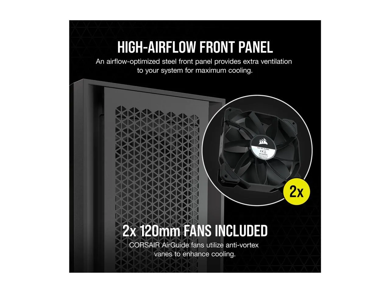 CORSAIR 5000D AIRFLOW Black 黑色 Tempered Glass ATX Case CC-9011210-WW