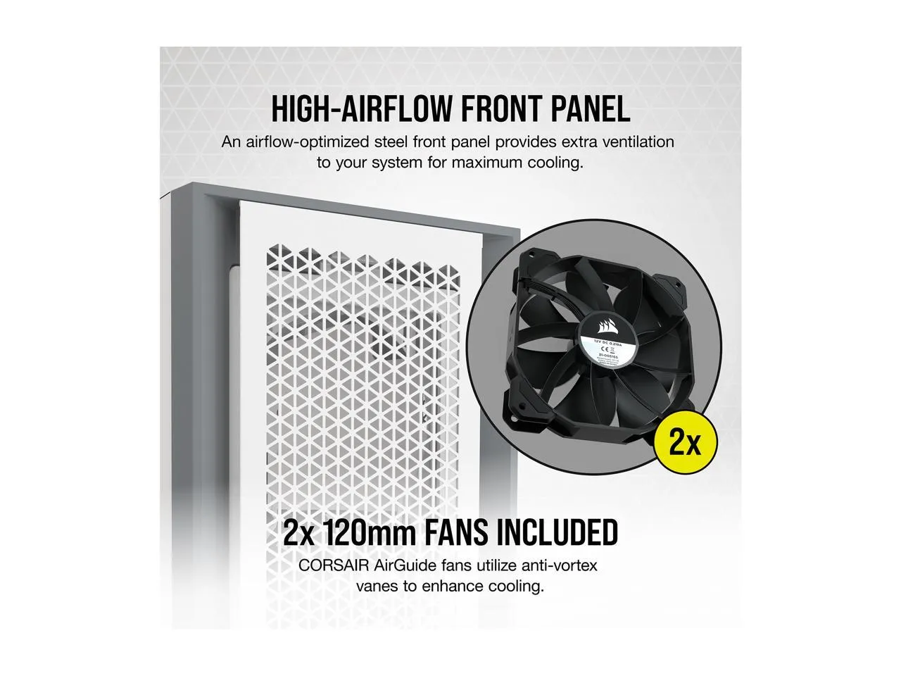 CORSAIR 5000D AIRFLOW White 白色 Tempered Glass ATX Case CC-9011211-WW