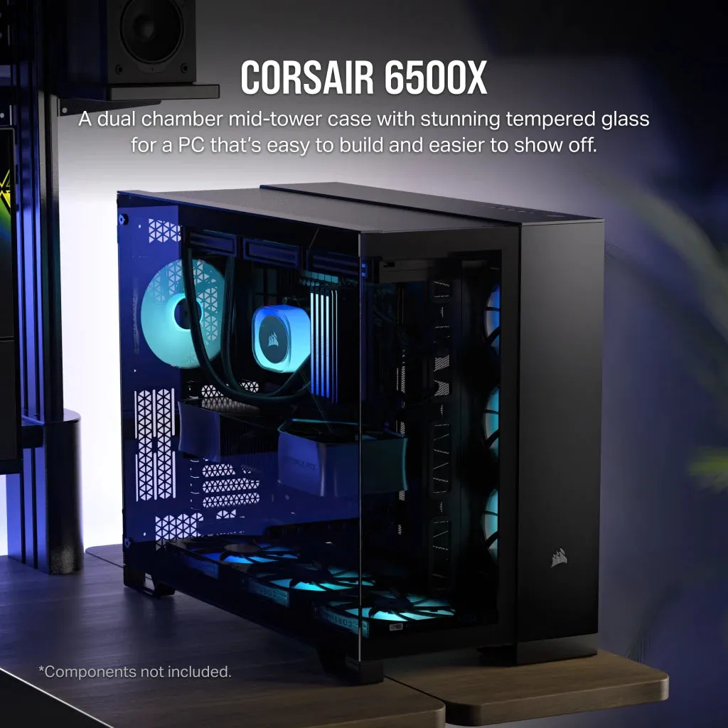 CORSAIR 6500 Black 黑色 無立柱全景Mid-Tower Case CC-9011257-WW 支援背插式主機板 (CA-6500X-BK)