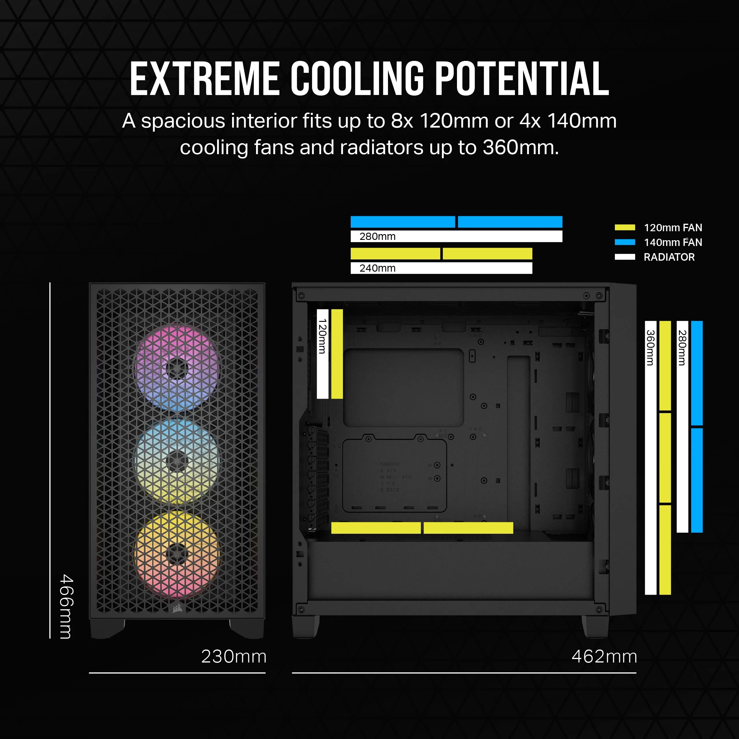 CORSAIR iCUE 3000D RGB AIRFLOW Black 黑色 Mid-Tower PC Case CC-9011255-WW