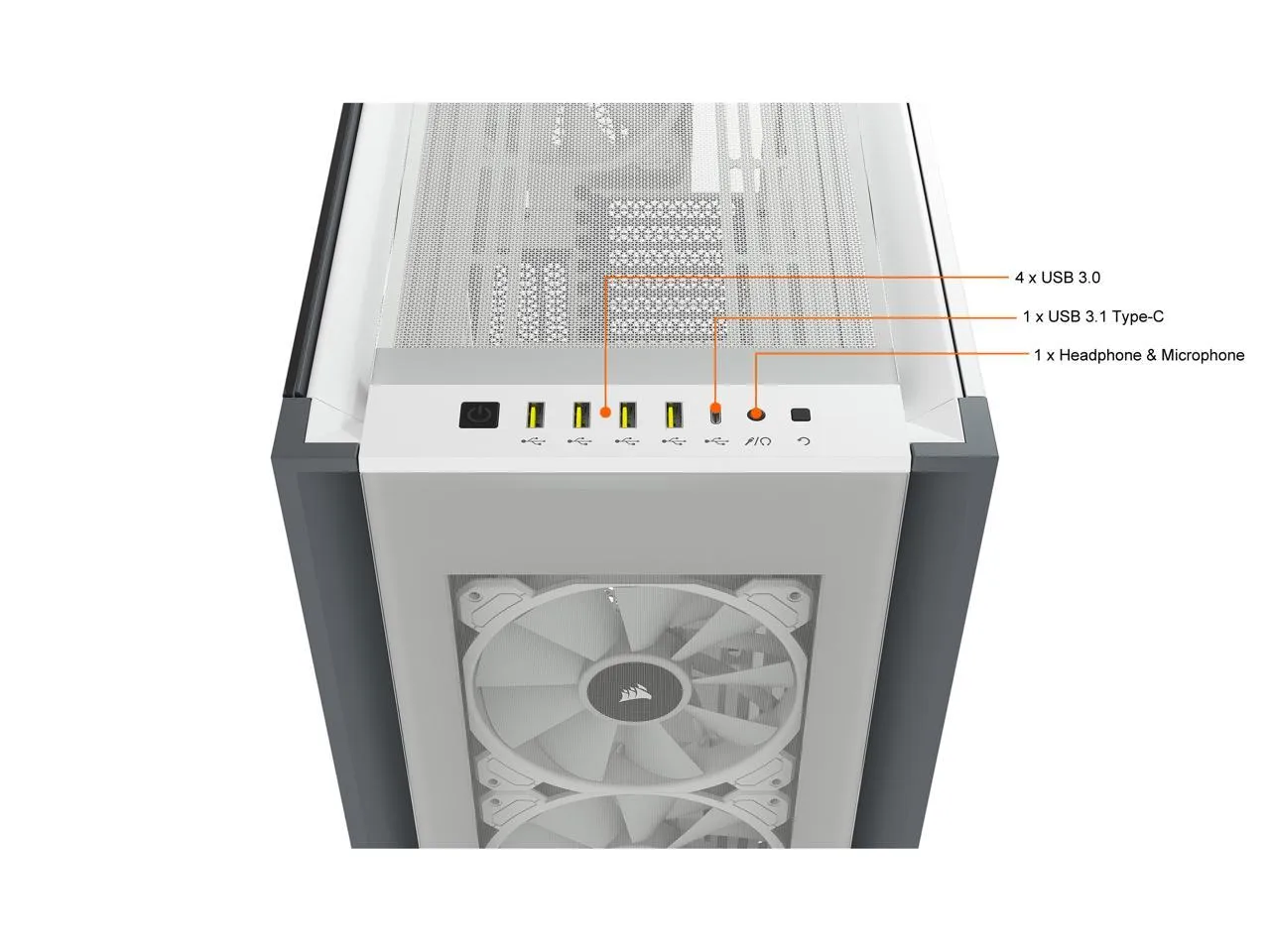 CORSAIR iCUE 7000X RGB White 白色 Tempered Glass ATX Case CC-9011227-WW