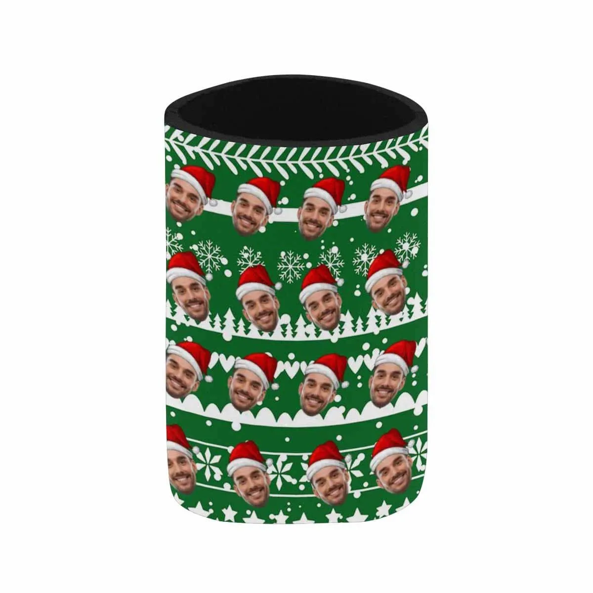 Custom Can Cooler With Boyfriend face Personalized Christmas Red Hat Neoprene Koozies Non Slip for Beer Cans and Bottles