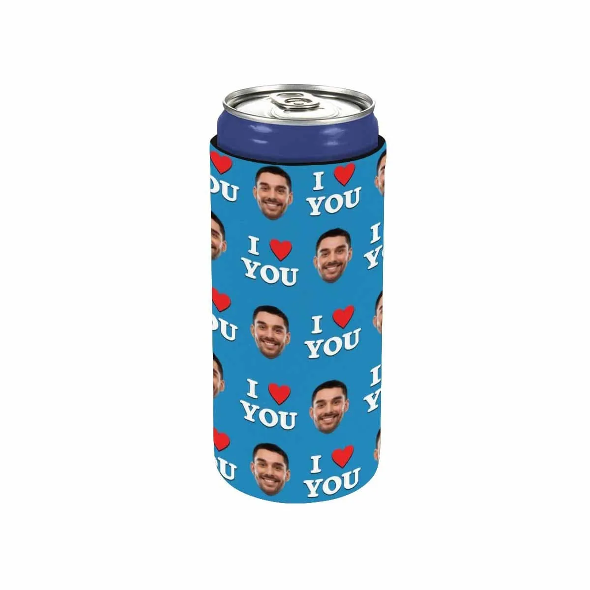 Custom Can Cooler With Boyfriend face Personalized I Love You Neoprene Koozies Non Slip for Beer Cans and Bottles