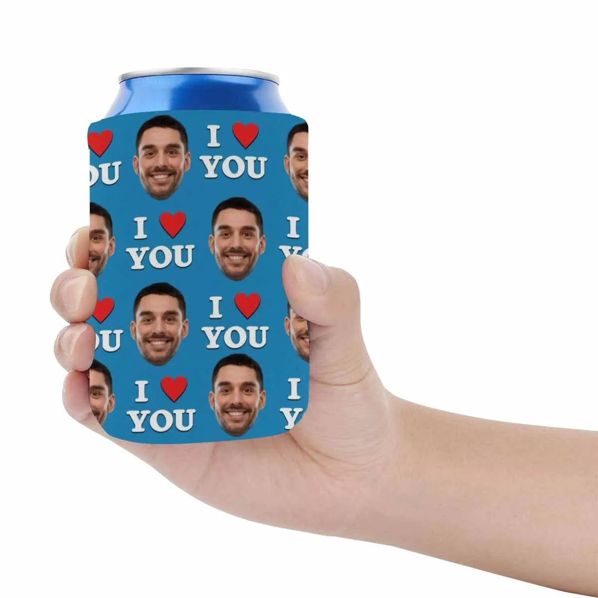 Custom Can Cooler With Boyfriend face Personalized I Love You Neoprene Koozies Non Slip for Beer Cans and Bottles