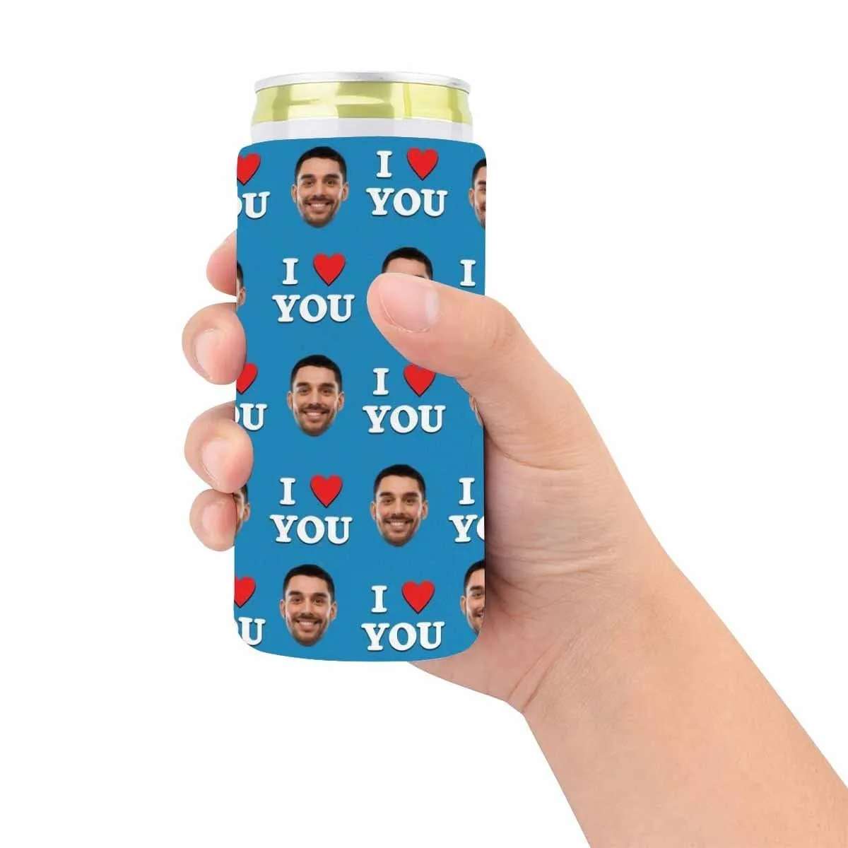 Custom Can Cooler With Boyfriend face Personalized I Love You Neoprene Koozies Non Slip for Beer Cans and Bottles