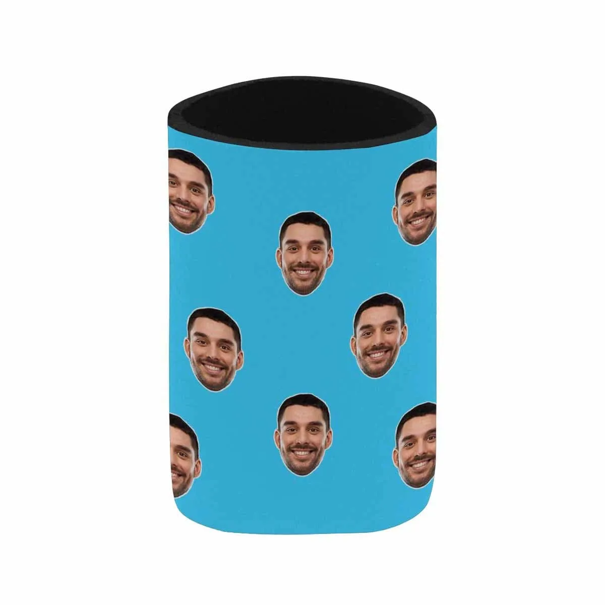 Custom Can Cooler With Boyfriend face Personalized Pluriceps Blue Neoprene Koozies Non Slip for Beer Cans and Bottles