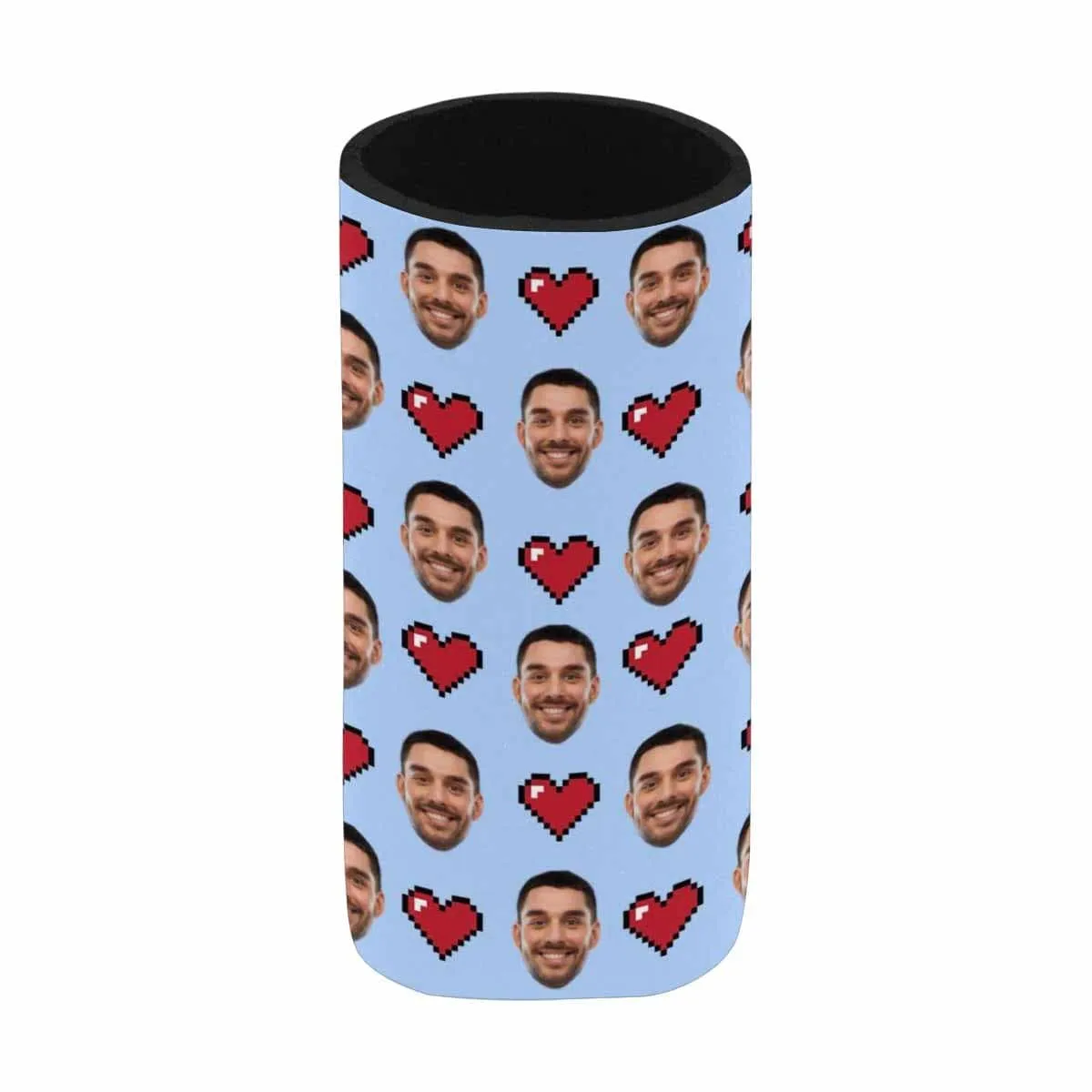 Custom Can Cooler With Boyfriend face Personalized Red Heart Neoprene Koozies Non Slip for Beer Cans and Bottles