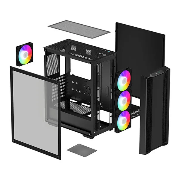 DeepCool CC560 ARGB V2 E-ATX Mid-Tower Case With Full-Sized Tempered Glass Window - Black