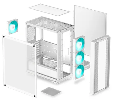 DeepCool CC560 V2 Blue-LED ATX Mid Tower Case White