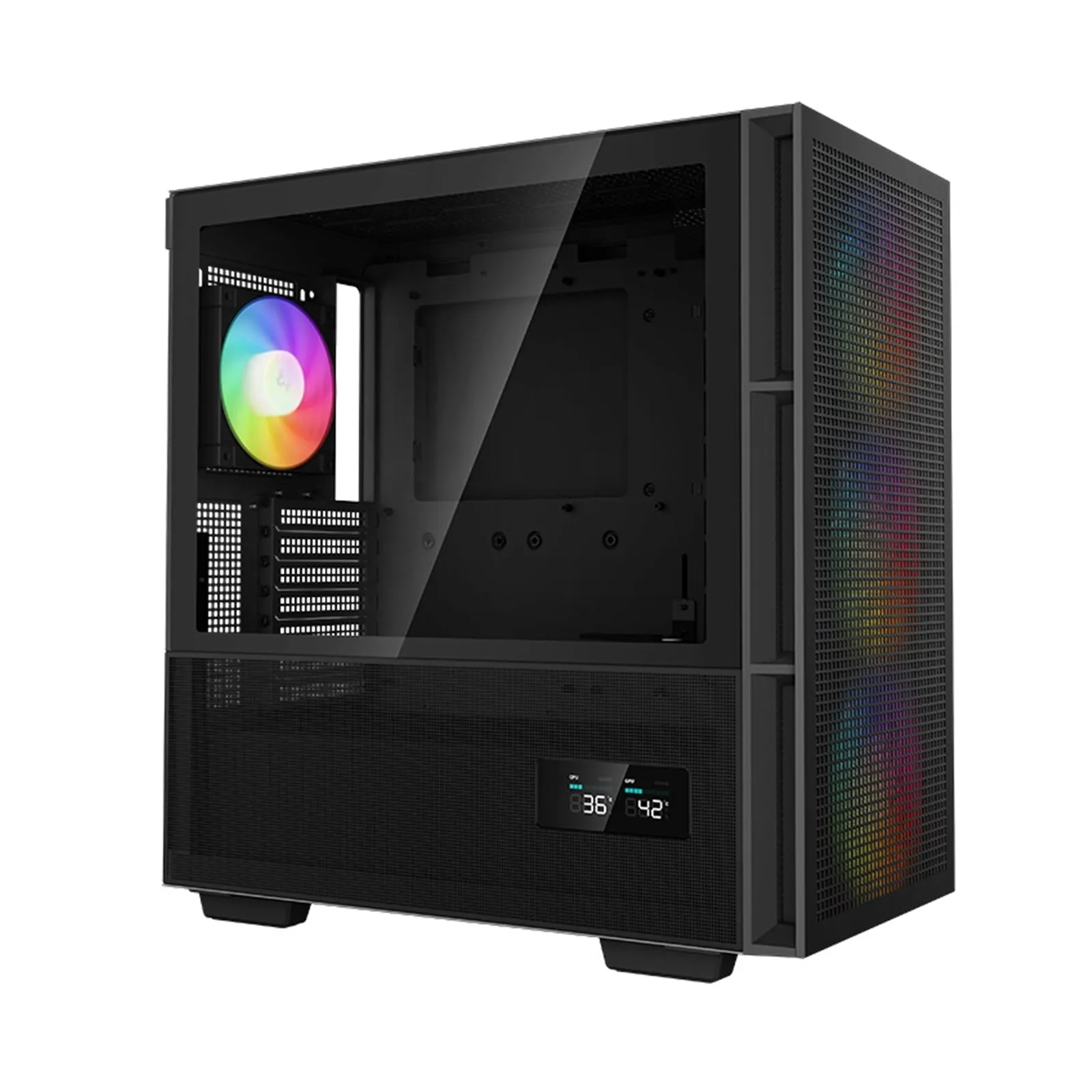 DeepCool CH560 Digital Micro ATX Case with Tempered Glass Side Panel, 1 x USB 3.0, 7 x Expansion Slots with support for a 360mm Radiator and up to 9x 120mm Fans, Black