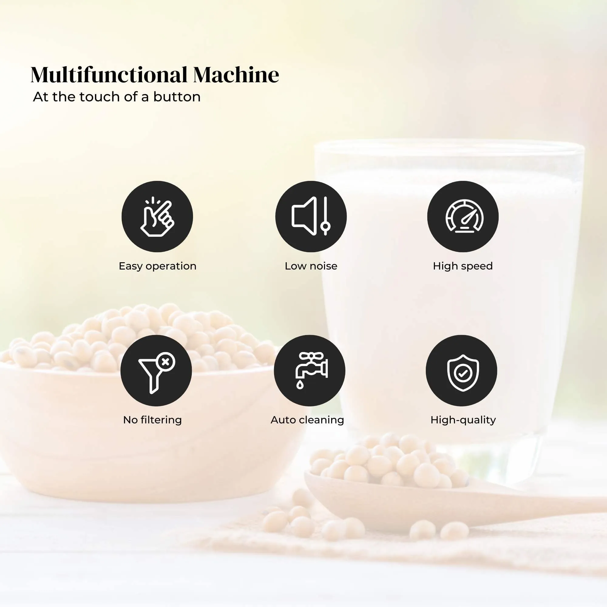 Electric Soy Bean Milk Maker Machine - Automatic Soya Almond Nut Blender