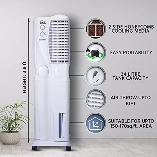 HAVAI Bullet XL Tower Air Cooler - 34 Liter, White