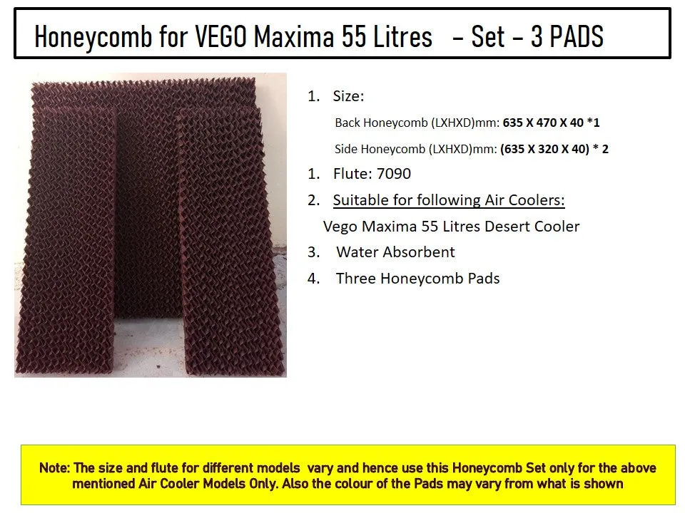 HAVAI Honeycomb Pad - Set of 3 - for Vego Maxima 55 Litre Desert Cooler