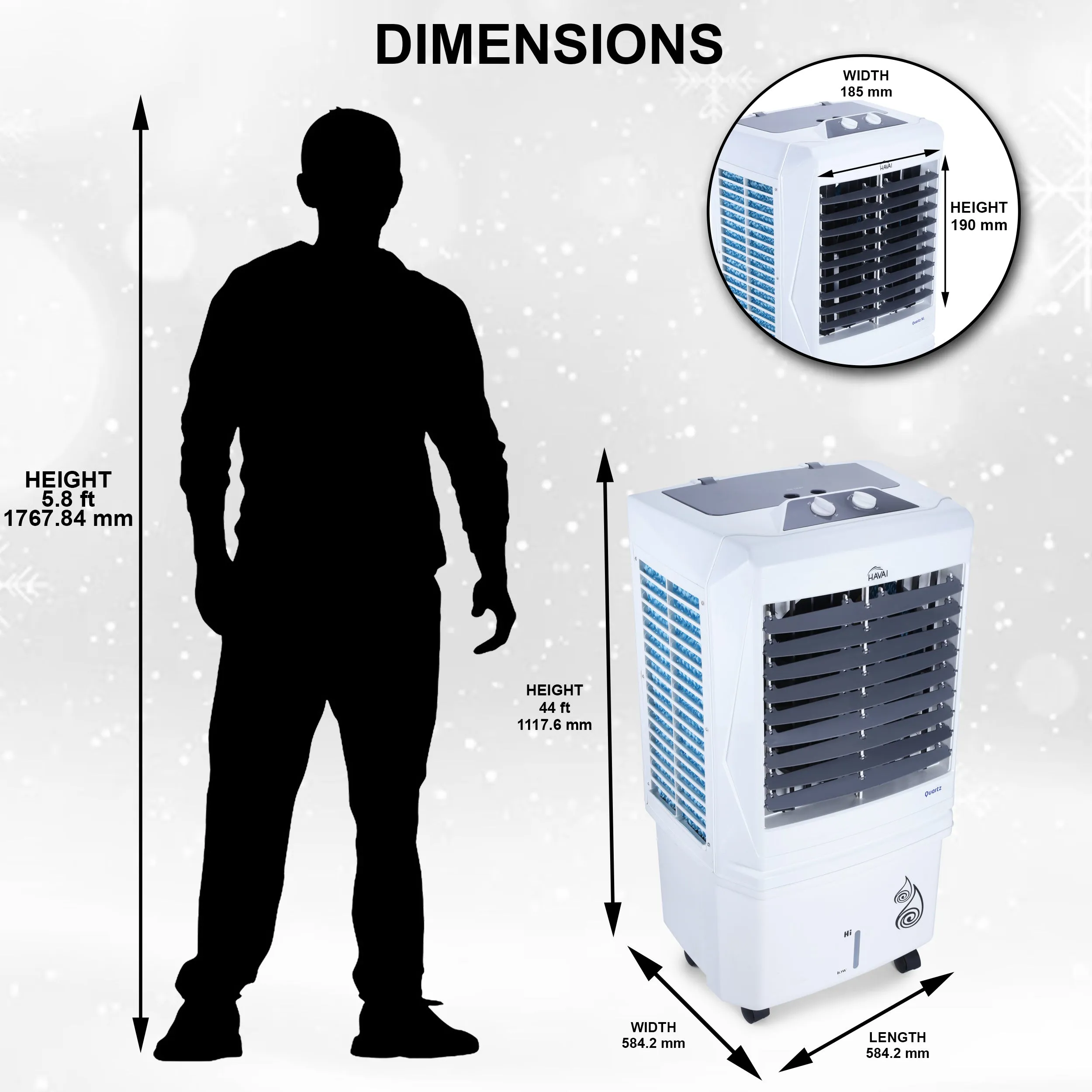 HAVAI Quartz Desert Cooler with Three Side Dense Honeycomb - 100 L, 16 Inch Blade,White