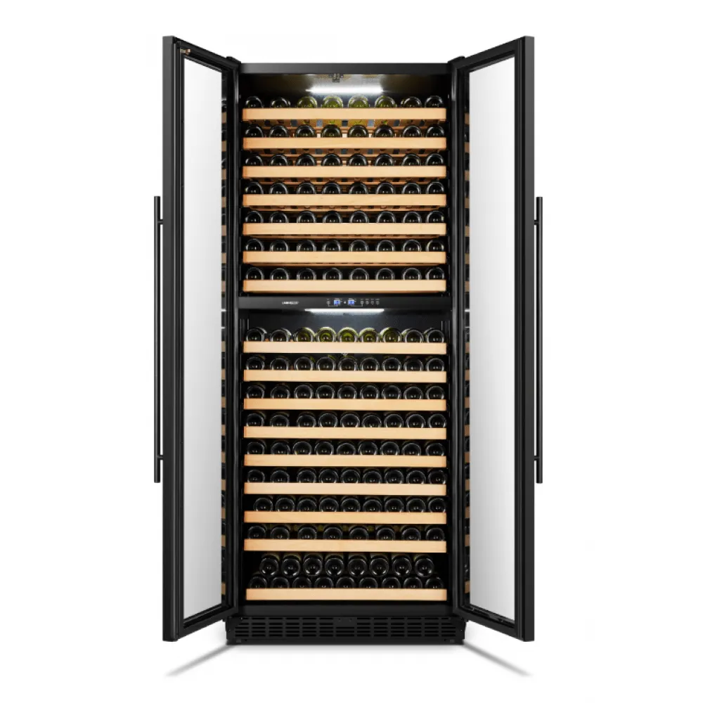 Lanbo 287 Bottles Dual Black French Door Wine Coolers LP328D