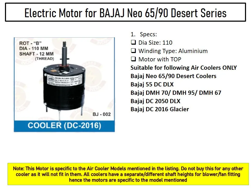 Main/Electric Motor - For Bajaj DMH Wave 60 Desert Cooler