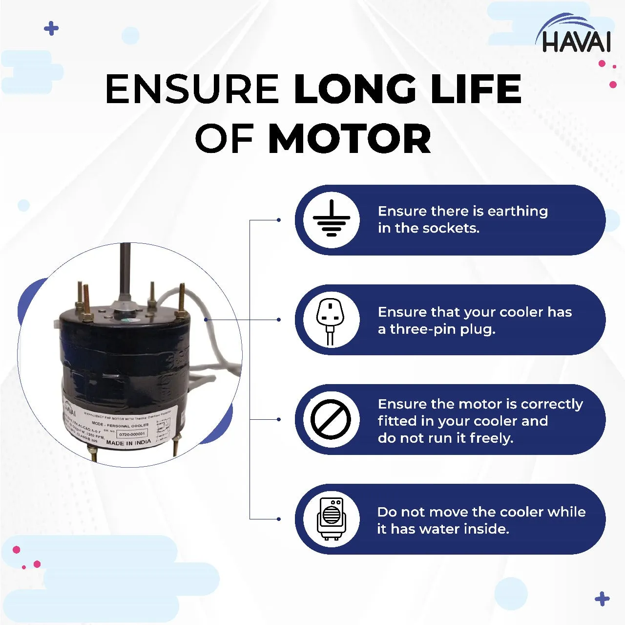 Main/Electric Motor - For Havai Sapphire XL 20 Litre Personal Cooler