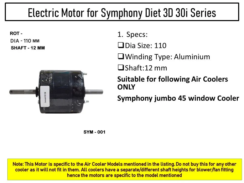 Main/Electric Motor - For Symphony Jumbo 45 Litre WIndow Cooler