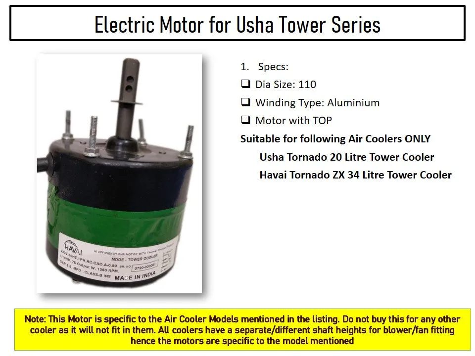 Main/Electric Motor - For Usha Tornado 20 Litre Tower Cooler