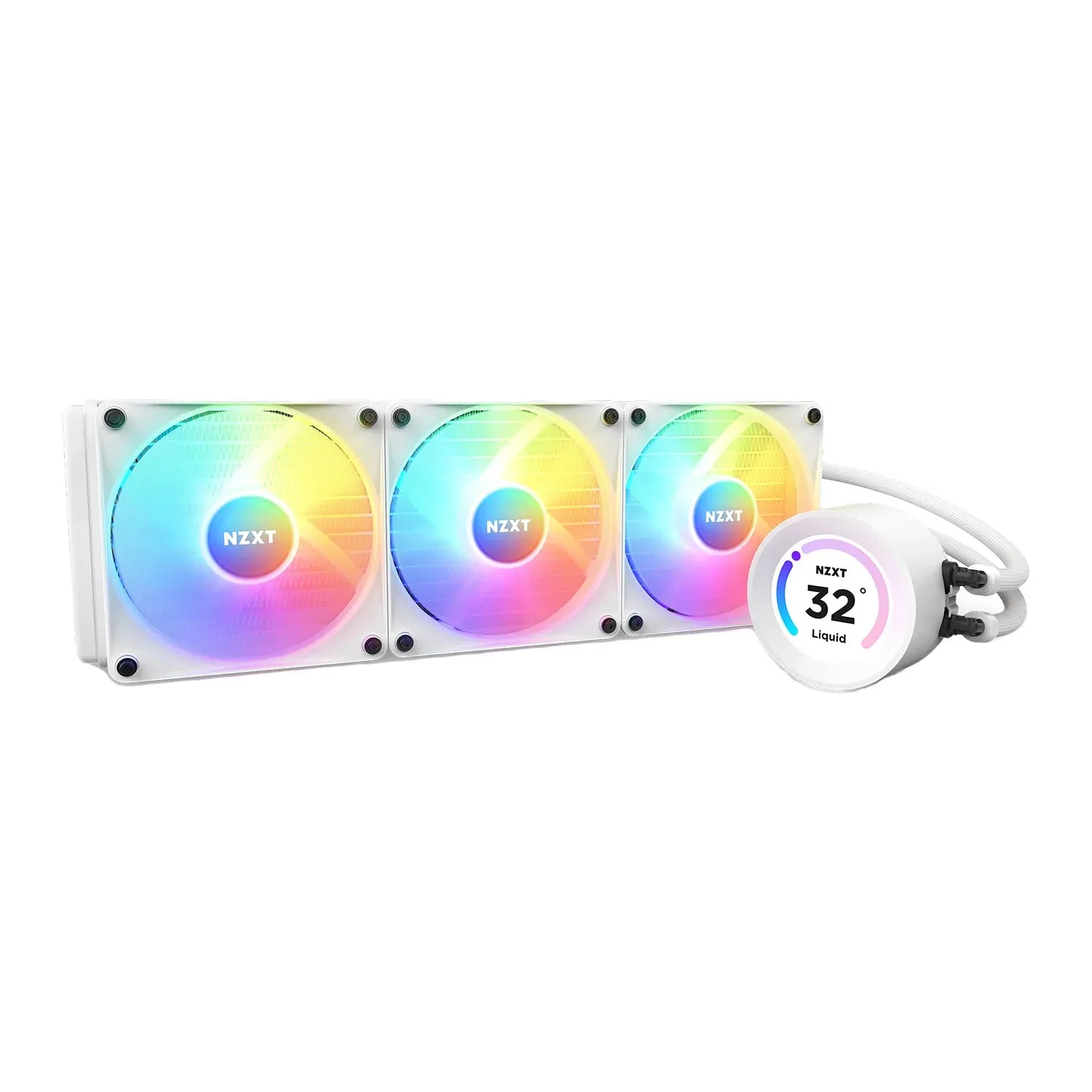 NZXT Kraken Elite 360 RGB White CPU Liquid Cooler, LCD Display, All in one, 3x F120 RGB Core Fans, Hydro Cooler