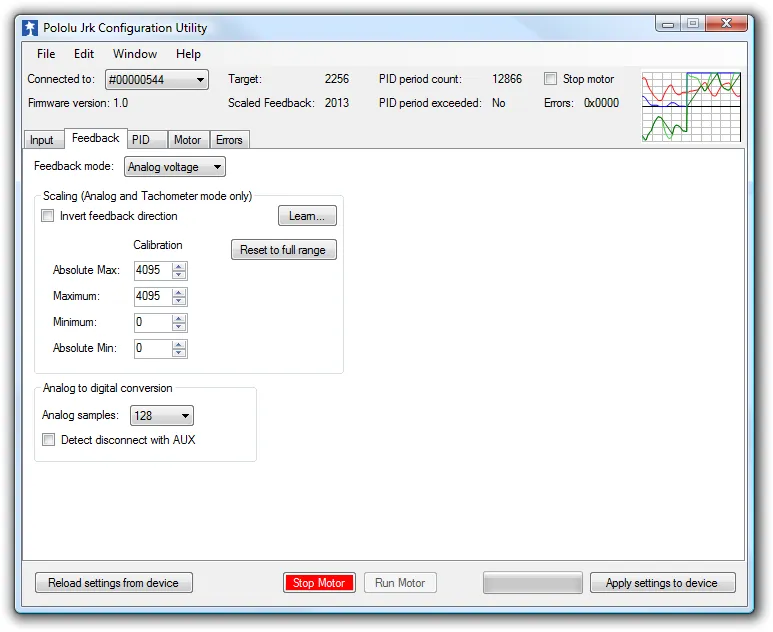 Pololu Jrk 21v3 USB Motor Controller with Feedback (Fully Assembled)