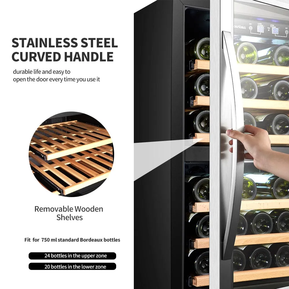 Sinoartizan 44 Bottles Dual Zone Stainless Steel Wine Coolers ST-54D